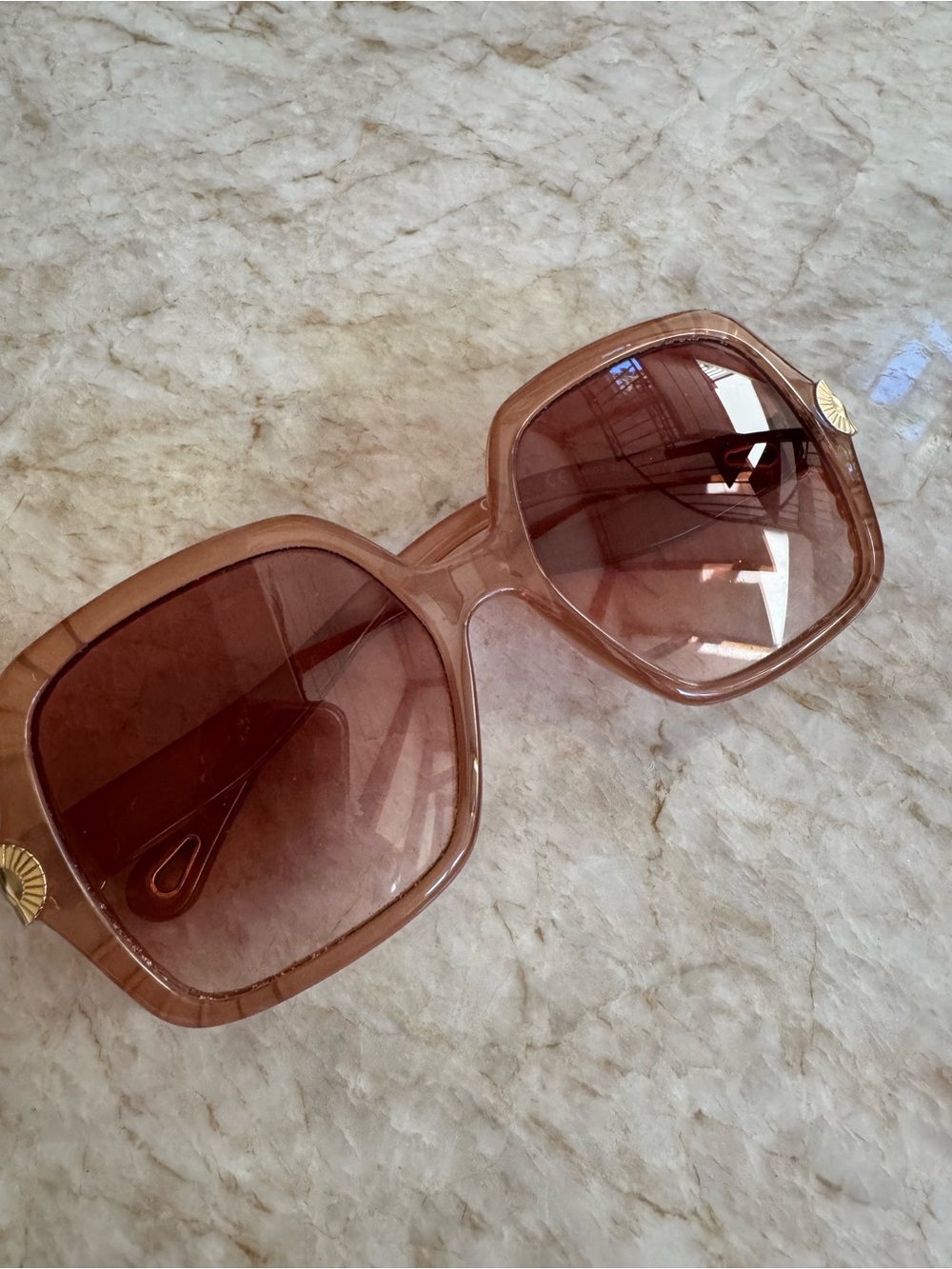 Stylish Oversized Rose colored Chole Square Sunglasses - Women Accessories